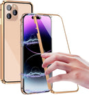 iPhone 14 Plus, Double Sided Clear Tempered Glass Phone Case Charger Case 5G 6.7'' Gold - Gorilla Cases