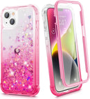 iPhone 14 Plus Glitter Case, Phone Case 6.7”, Gradient Pink