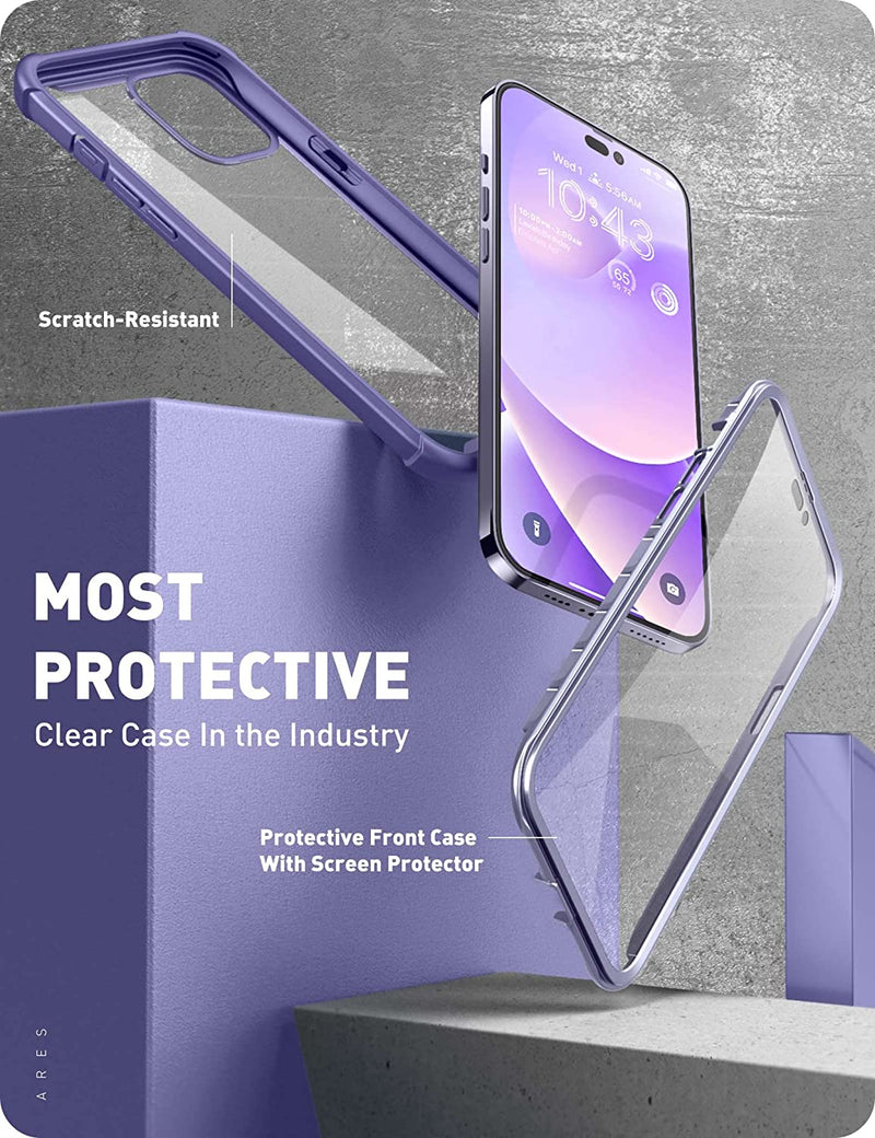 iPhone 14 Pro 6.1 inch Dual Layer Rugged Clear Bumper Case Screen Protector Mauve - Gorilla Cases