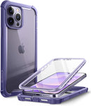 iPhone 14 Pro 6.1 inch Dual Layer Rugged Clear Bumper Case Screen Protector Mauve