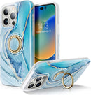 iPhone 14 Pro 6.1 Inch Marble Slim Stylish Durable Hard Shockproof Phone Blue