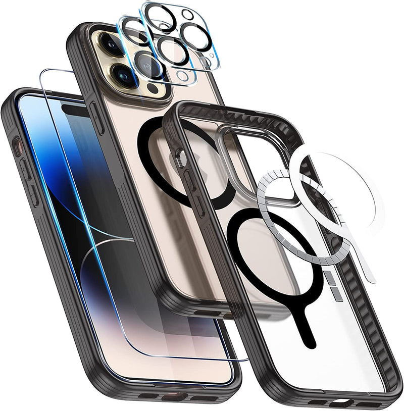 iPhone 14 Pro Case 2 Glass Screen Protector 2 Camera Lens Protector - Black - Gorilla Cases