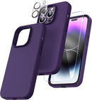 iPhone 14 Pro Case, 2 Pack Screen Protector Lens Protector Deep Purple