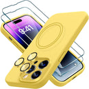 iPhone 14 Pro Case 2 Pack Tempered Glass Screen Protector Compatible Caramel