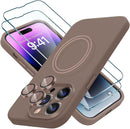 iPhone 14 Pro Case 2 Pack Tempered Glass Screen Protector Compatible Caramel