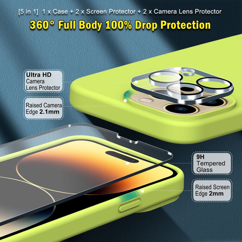 iPhone 14 Pro Case, 2 Pcs Screen Protector Protector Phone Case Yellow - Gorilla Cases
