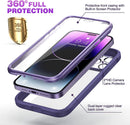 iPhone 14 Pro Case 6.1’’, Full Body Rugged Protective Case+2 Pack Camera Bumper Case Royal Purple