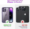 iPhone 14 Pro Case 6.1’’, Full Body Rugged Protective Case+2 Pack Camera Bumper Case Royal Purple