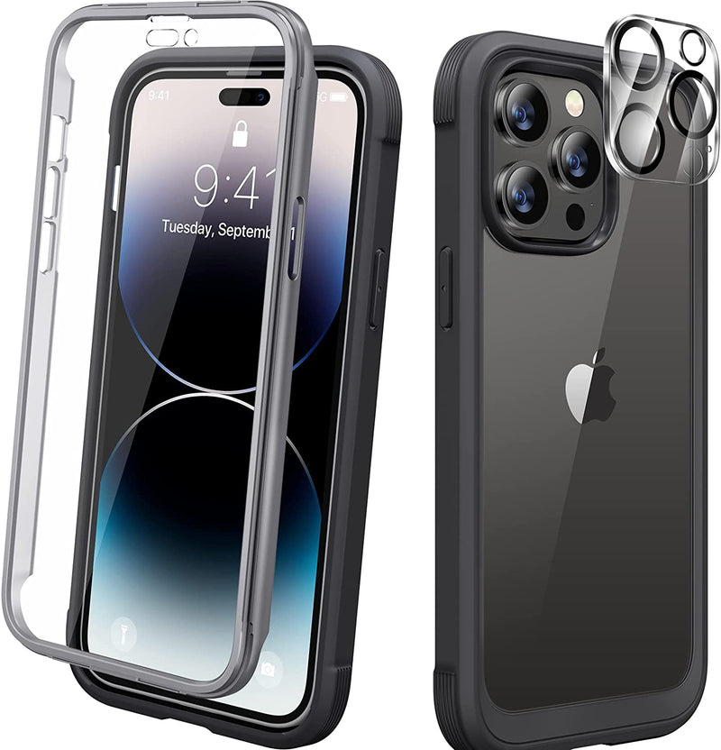 iPhone 14 Pro Case 6.1’’, Full Body Rugged Protective Case+2 Pack Camera Bumper Case Royal Purple - Gorilla Cases