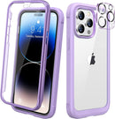 iPhone 14 Pro Case 6.1’’, Full Body Rugged Protective Case+2 Pack Camera Bumper Case Royal Purple