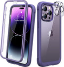 iPhone 14 Pro Case 6.1’’, Full Body Rugged Protective Case+2 Pack Camera Bumper Case Royal Purple