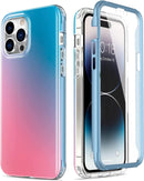 iPhone 14 Pro Case Built - in Screen Protector,Military Grade Rugged Cover Purple Marble