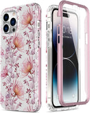 iPhone 14 Pro Case Built-in Screen Protector,Military Grade Rugged Cover Purple Marble - Gorilla Cases