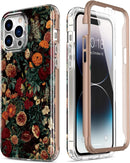 iPhone 14 Pro Case Built - in Screen Protector,Military Grade Rugged Cover Purple Marble