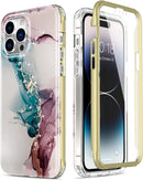 iPhone 14 Pro Case Built - in Screen Protector,Military Grade Rugged Cover Purple Marble