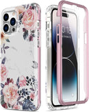 iPhone 14 Pro Case Built - in Screen Protector,Military Grade Rugged Cover Purple Marble