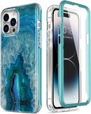 iPhone 14 Pro Case Built - in Screen Protector,Military Grade Rugged Cover Purple Marble