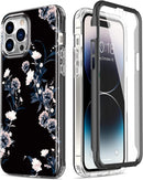 iPhone 14 Pro Case Built - in Screen Protector,Military Grade Rugged Cover Purple Marble