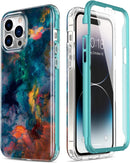 iPhone 14 Pro Case Built - in Screen Protector,Military Grade Rugged Cover Purple Marble