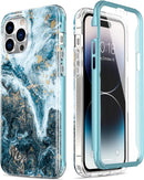 iPhone 14 Pro Case Built - in Screen Protector,Military Grade Rugged Cover Purple Marble
