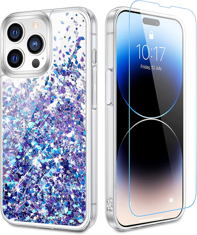 iPhone 14 Pro Case, iPhone 14 Pro Case Glitter Bling Sparkle Liquid Phone Case Cover - Gold - Gorilla Cases