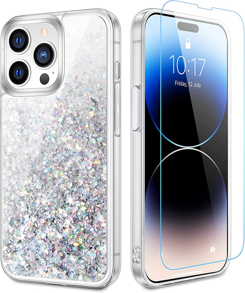 iPhone 14 Pro Case, iPhone 14 Pro Case Glitter Bling Sparkle Liquid Phone Case Cover - Gold - Gorilla Cases