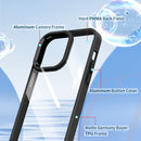iPhone 14 Pro Case, PMMA Clear Aluminum Button Cover Hybrid Protective Case Black