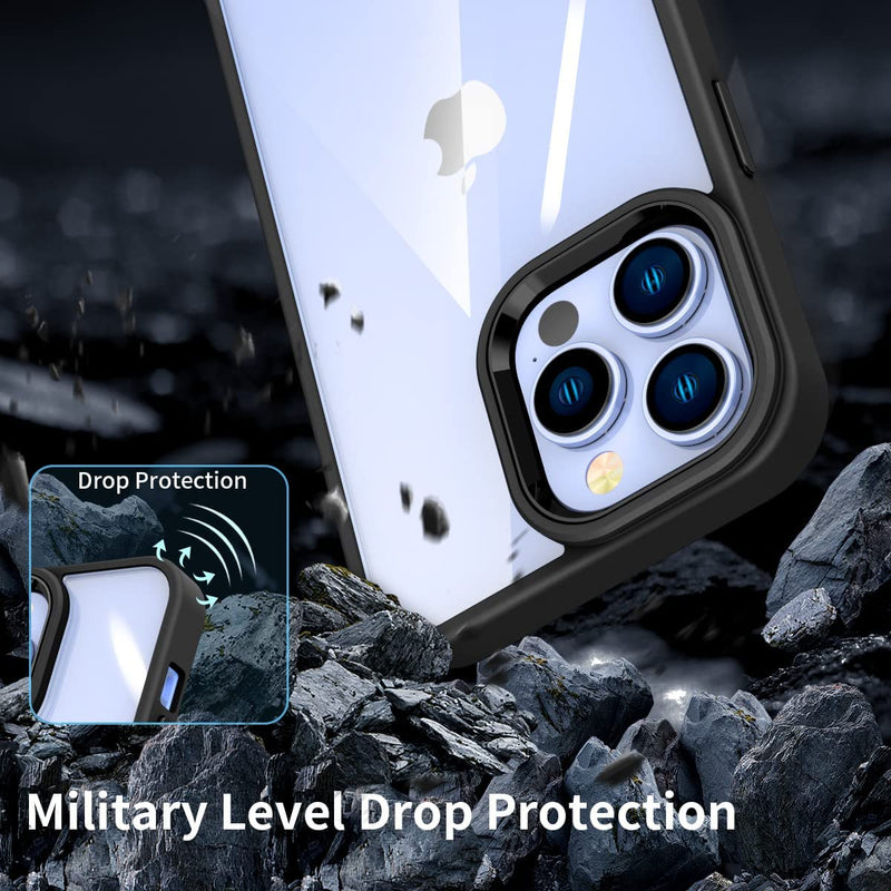 iPhone 14 Pro Case, PMMA Clear Aluminum Button Cover Hybrid Protective Case Black - Gorilla Cases