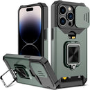 iPhone 14 Pro Case Sliding Camera Cover Card Holder Heavy 6.1 inch Purple