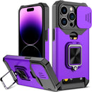 iPhone 14 Pro Case Sliding Camera Cover Card Holder Heavy 6.1 inch Purple