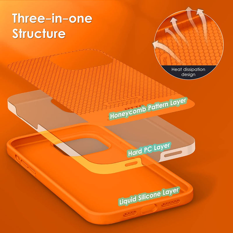 iPhone 14 Pro Case, Slim Liquid Silicone Shockproof Protective Phone Cover Orange - Gorilla Cases