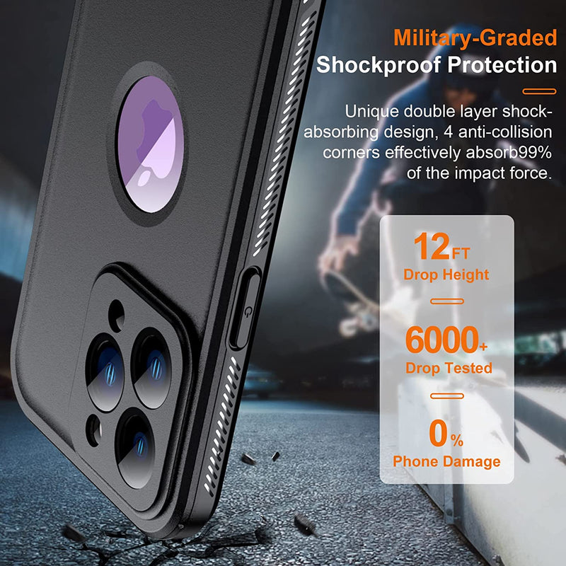 iPhone 14 Pro Case Tempered Glass Screen & Camera Lens Protector Cover Black - Gorilla Cases