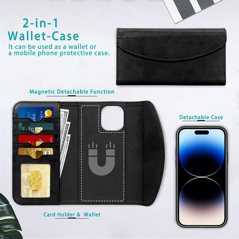 iPhone 14 Pro Max 6.7 Case Magnetic Detachable Wallet Phone Case Black - Gorilla Cases