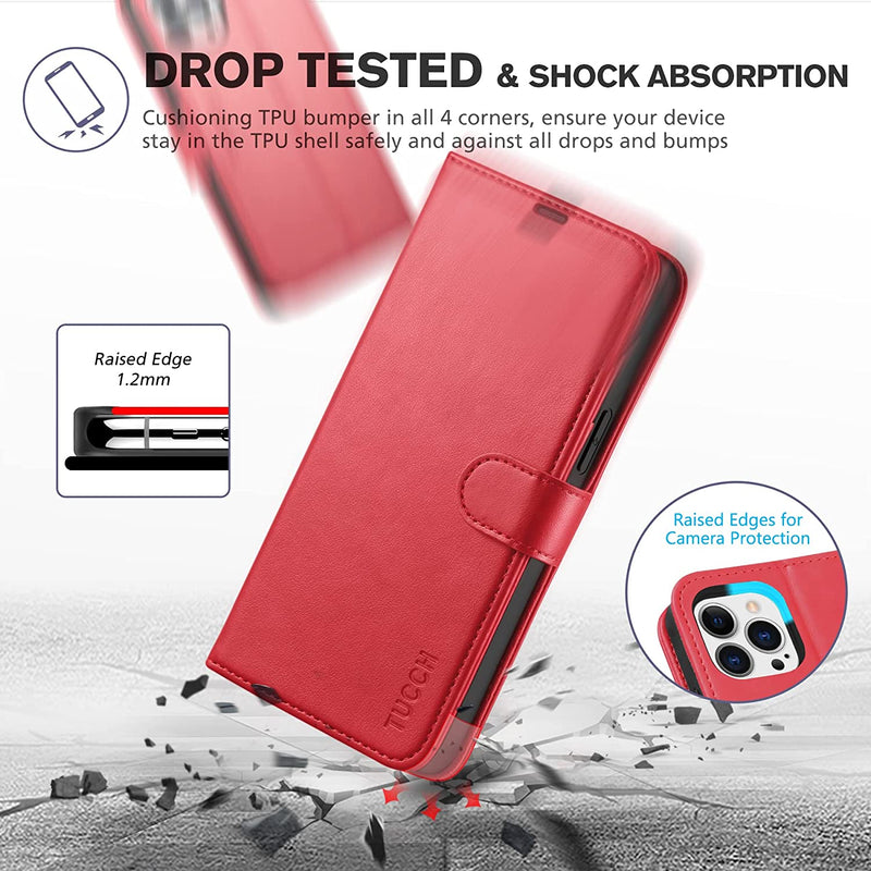 iPhone 14 Pro Max 6.7-inch, RFID Blocking 4 Card Slots Wireless Charging Max Red - Gorilla Cases