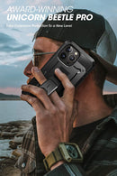 iPhone 14 Pro Max 6.7", Protector & Kickstand & Belt - Clip Heavy Duty Rugged Case Black