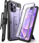 iPhone 14 Pro Max 6.7", Protector & Kickstand & Belt - Clip Heavy Duty Rugged Case Black