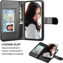 iPhone 14 Pro Max 6.7" PU Leather ID Credit Holder Folio Flip Lanyard Black