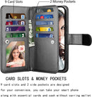iPhone 14 Pro Max 6.7" PU Leather ID Credit Holder Folio Flip Lanyard Black