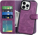 iPhone 14 Pro Max 6.7",Detachable Cellphone Case 4 Solots Card Holder Purple