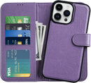 iPhone 14 Pro Max 6.7",Detachable Cellphone Case 4 Solots Card Holder Purple