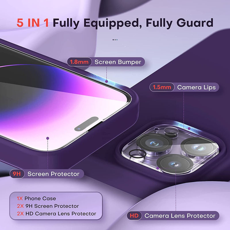 iPhone 14 Pro Max Case, 2 Screen Protector Drop Protection Deep Purple - Gorilla Cases
