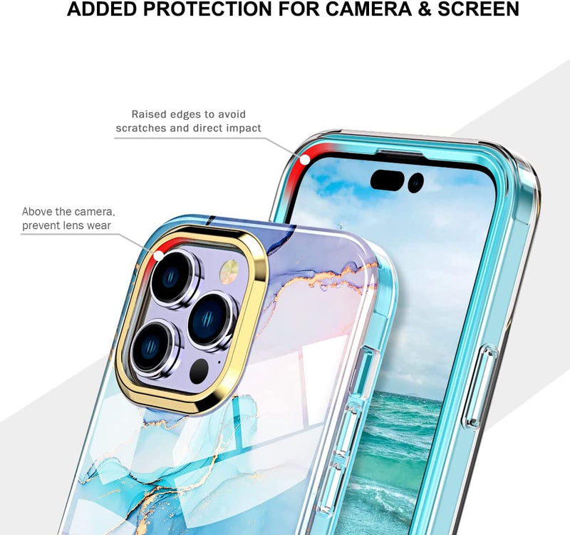 iPhone 14 Pro Max Case 6.7 inch Glass Screen Protecto Marble - Gorilla Cases