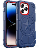 iPhone 14 Pro Max Case 6.7 Inch, Military Grade Drop Protection Navy Blue+Red