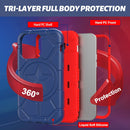 iPhone 14 Pro Max Case 6.7 Inch, Military Grade Drop Protection Navy Blue+Red