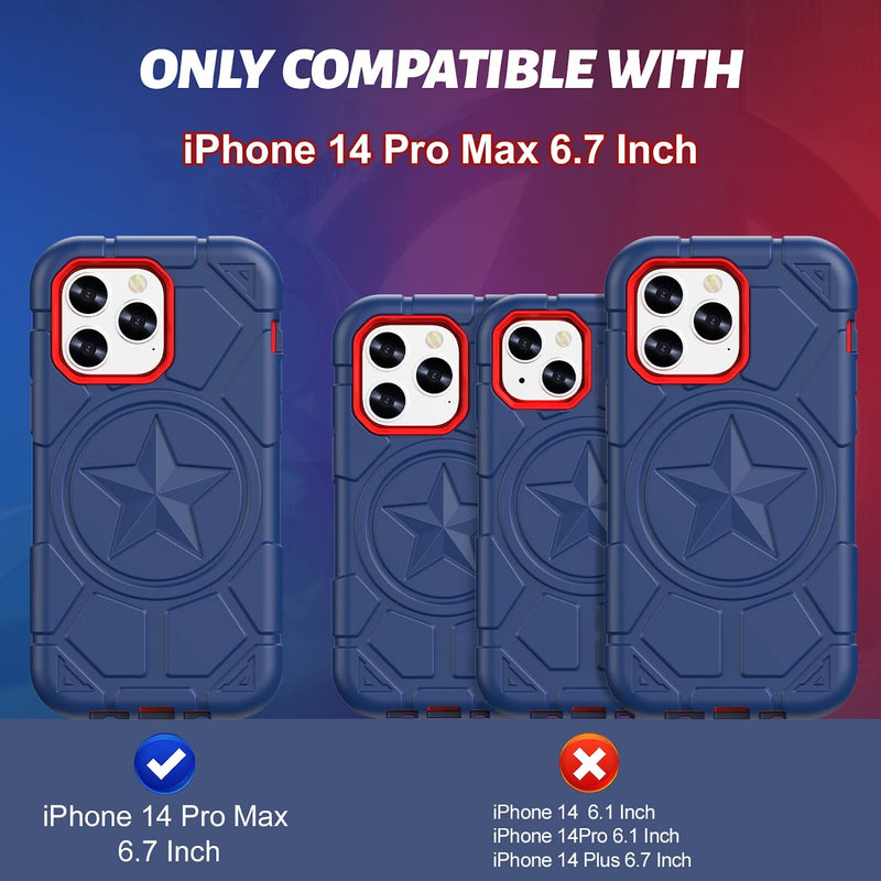 iPhone 14 Pro Max Case 6.7 Inch, Military Grade Drop Protection Navy Blue+Red - Gorilla Cases