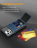 iPhone 14 Pro Max Case 6.7 Wallet 5 Credit Navy Blue