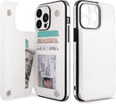 iPhone 14 Pro Max Case Camera Protect, Wallet Phone Case White