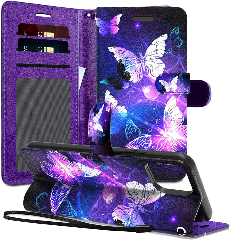 iPhone 14 Pro Max Case Hand Strap PU Leather Clip Flip Case Butterfly - Gorilla Cases