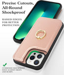 iPhone 14 Pro Max Case Wallet Card Holder Military Protective Flip Case Pink