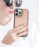 iPhone 14 Pro Max Case Wallet Card Holder Military Protective Flip Case Pink